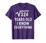 Square Root 18th Birthday Gift 18 Years Old Math Tshirt