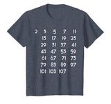 Prime Numbers Chart Tshirt Math Themed Tee