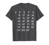 Prime Numbers Chart Tshirt Math Themed Tee
