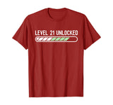 Funny 21st Birthday Level 21 Unlocked T-Shirt Gaming Tee