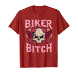 Biker Bitch Skull Motorcycle Shirt Sexy Babe Chick Rose