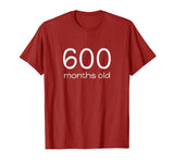 Funny 600 Months Old 50th Birthday T-Shirt Math Geek Gift
