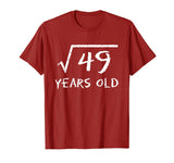 Square Root of 49 7th Birthday 7 Years Old Math T-Shirt T-Shirt