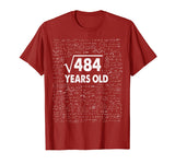 Square Root of 484: 22th Birthday 22 Years Old T-Shirt Math T-Shirt
