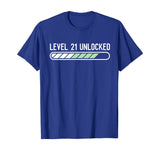 Funny 21st Birthday Level 21 Unlocked T-Shirt Gaming Tee