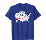 Route 66 Sign Highlighted Highway on the Map of the USA T-Shirt