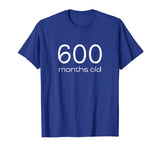 Funny 600 Months Old 50th Birthday T-Shirt Math Geek Gift