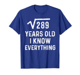 Square Root 17th Birthday Gift 17 Years Old Math Tshirt