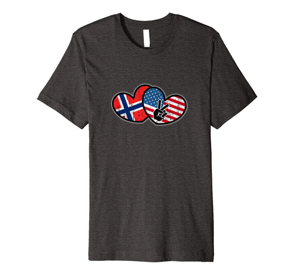 Norwegian American - Heart and National Flags
