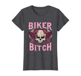 Biker Bitch Skull Motorcycle Shirt Sexy Babe Chick Rose