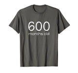 Funny 600 Months Old 50th Birthday T-Shirt Math Geek Gift
