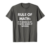 Rule of Math: If It Seems Easy You're Doing It Wrong t-shirt