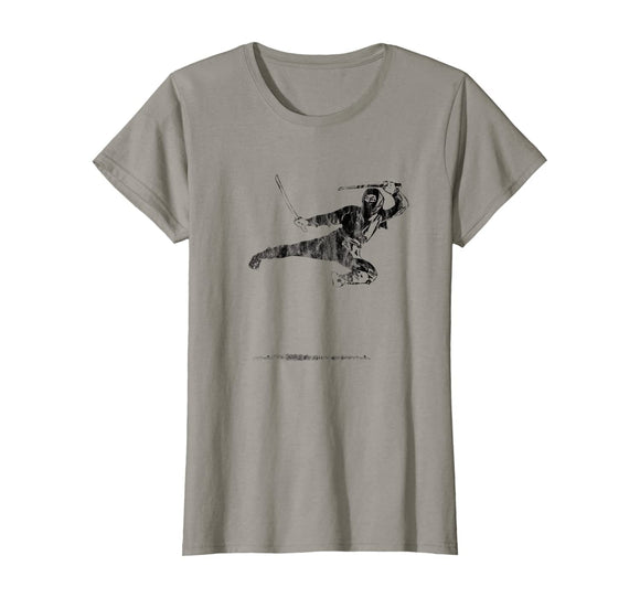 Warrior Ninja Flying Kick T-Shirt History Vintage Japan Tee T-Shirt