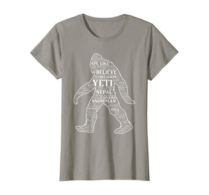 Bigfoot Yeti Sasquatch Funny Word Cloud Gift T-Shirt