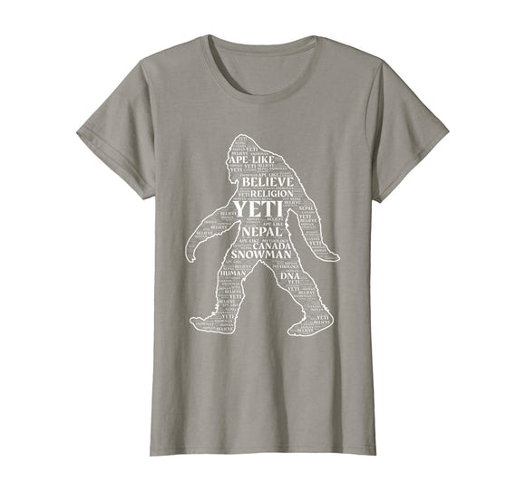 Bigfoot Yeti Sasquatch Funny Word Cloud Gift T-Shirt