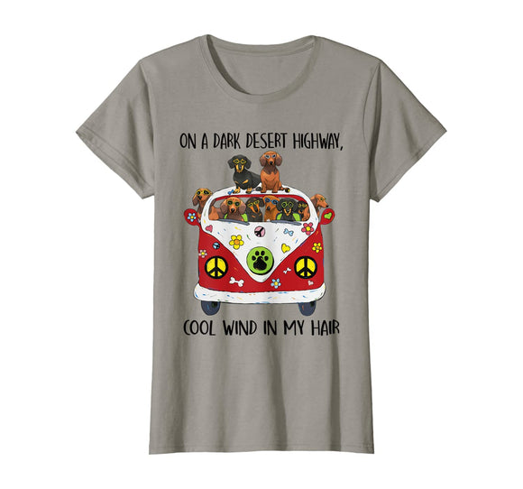 On A Dark Desert Highway Cool Wind in My Hair Dachshund Tee