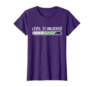 Funny 21st Birthday Level 21 Unlocked T-Shirt Gaming Tee