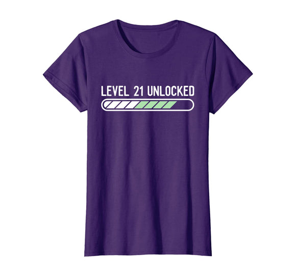 Funny 21st Birthday Level 21 Unlocked T-Shirt Gaming Tee