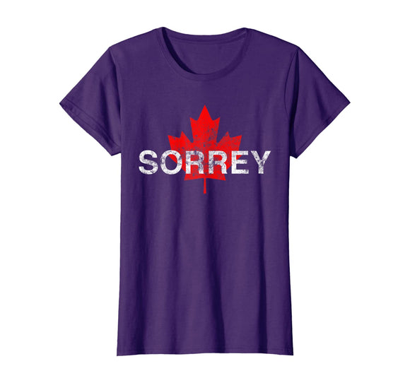 Sorrey Sorry Canadian Funny Apology Red Maple Leaf T-Shirt