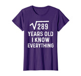 Square Root 17th Birthday Gift 17 Years Old Math Tshirt
