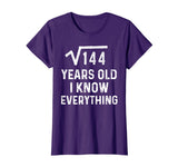 Square Root 12th Birthday Gift 12 Years Old Math Tshirt