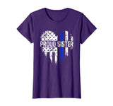 Thin Blue Line Heart Proud Sister Police American Flag Shirt