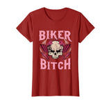 Biker Bitch Skull Motorcycle Shirt Sexy Babe Chick Rose
