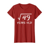 Square Root of 49 7th Birthday 7 Years Old Math T-Shirt T-Shirt