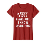 Square Root 17th Birthday Gift 17 Years Old Math Tshirt