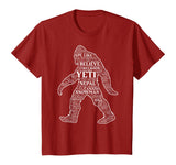 Bigfoot Yeti Sasquatch Funny Word Cloud Gift T-Shirt