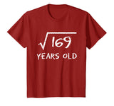 Square Root of 169 13th Birthday 13 Years Old Gift Math T-Shirt
