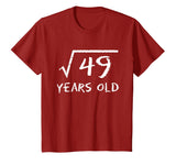 Square Root of 49 7th Birthday 7 Years Old Math T-Shirt T-Shirt