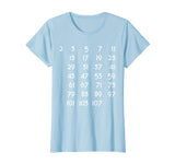 Prime Numbers Chart Tshirt Math Themed Tee