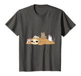 Sloth Loves Kitty Cats Funny Cute Kawaii Lazy Sloth &amp; Feline T-Shirt