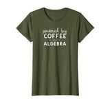 Womens Powered by Coffee &amp; Algebra - Growth Mindset Math Teacher T-Shirt