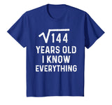 Square Root 12th Birthday Gift 12 Years Old Math Tshirt