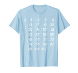 Prime Numbers Chart Tshirt Math Themed Tee